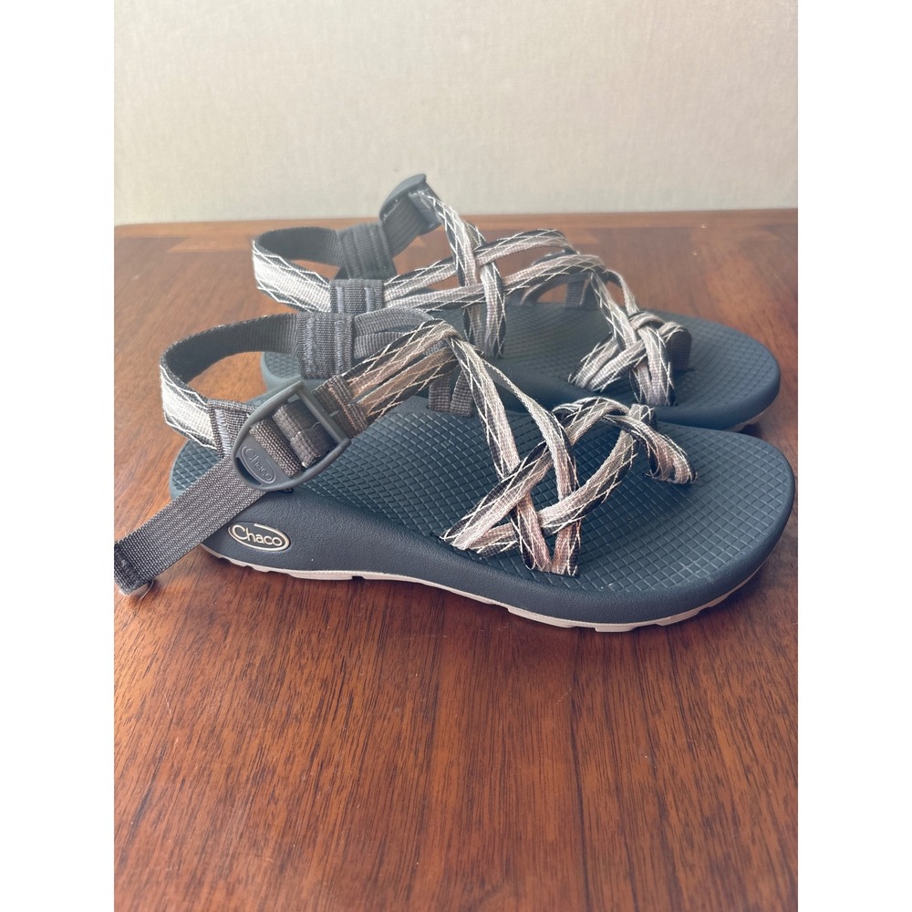 Chaco Z Cloud 2 Womens Sz 7 Strappy Sport Sandals Gray Patterned Toe Loop Hiking